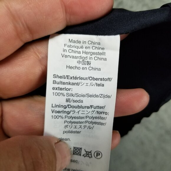 Madewell Dress Womens 0 Navy Blue Floral 100% Silk Ruffle Waist V Neck - Picture 6 of 15